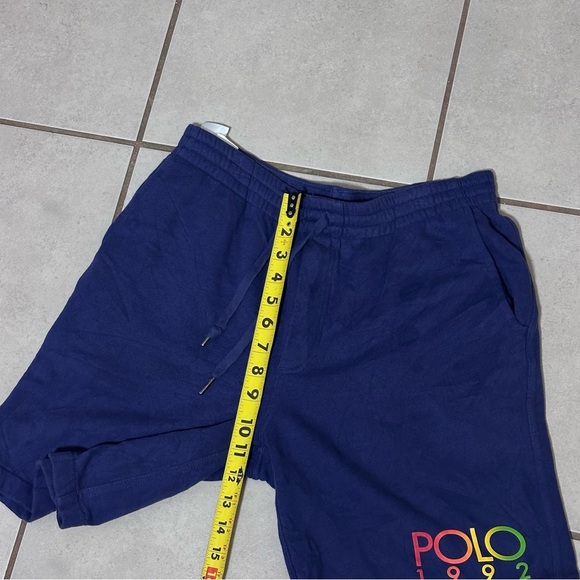 Polo Ralph Lauren Men SweatShorts Blue Polo 1992 Logo Fleece Elastic Waist Small - Picture 7 of 8